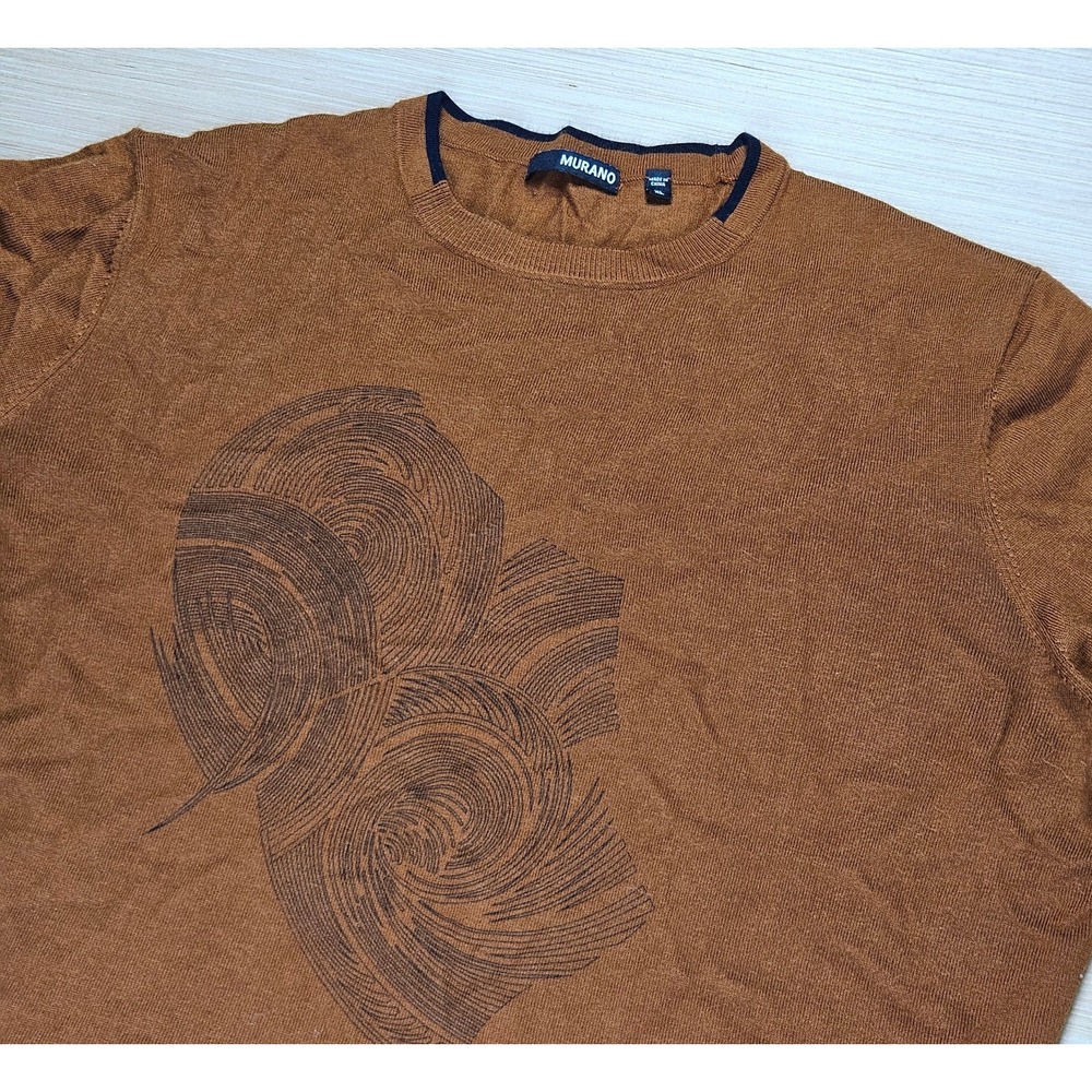 Murano Sweater Mens XL Brown Graphic Long Sleeve Pullover Acrylic
